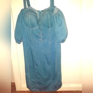 Cold shoulder denim dress